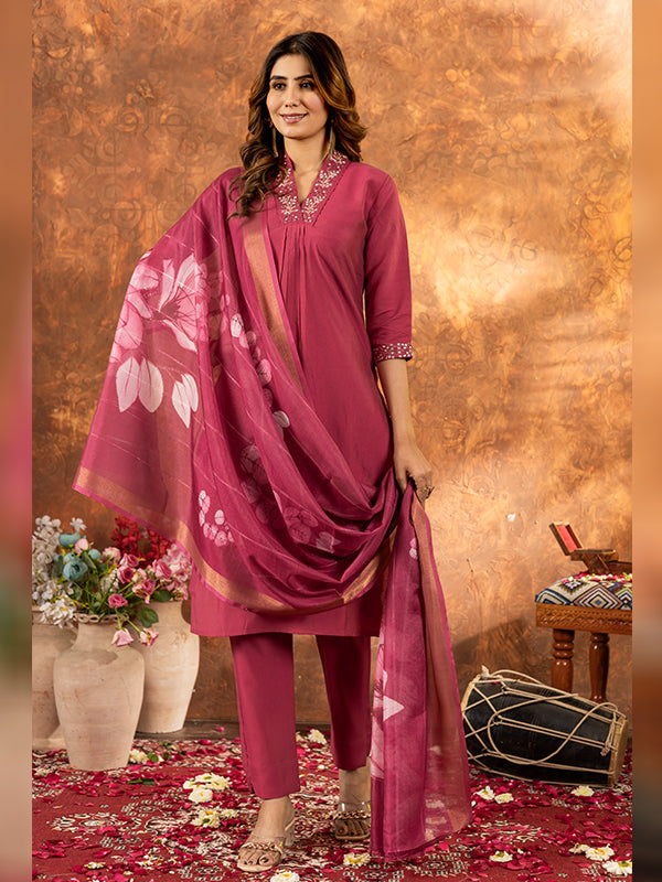 Gajri Roman Silk Sequins With Hand Work Suit Set