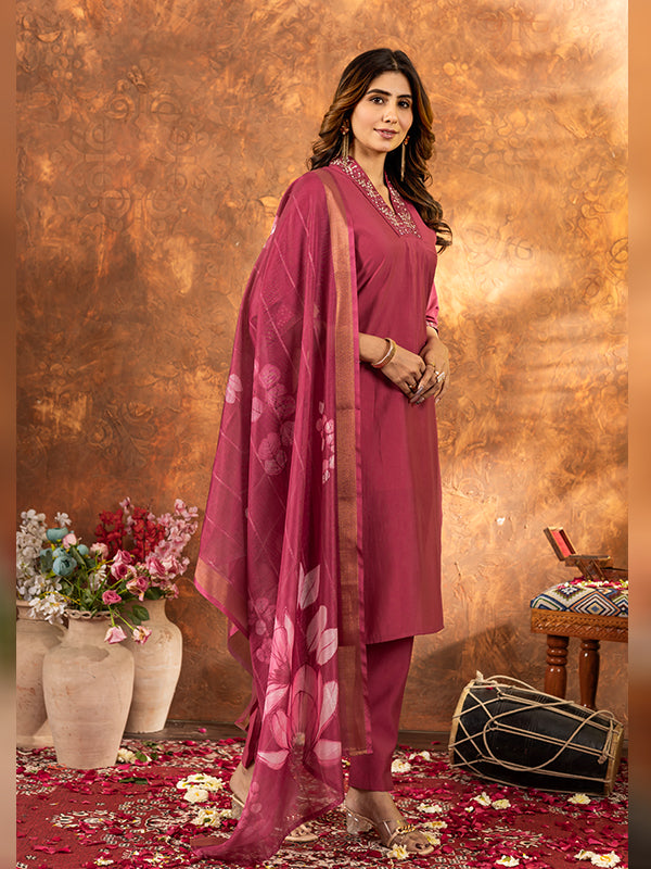 Gajri Roman Silk Sequins With Hand Work Suit Set