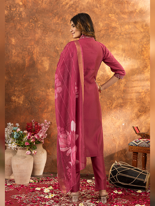 Gajri Roman Silk Sequins With Hand Work Suit Set