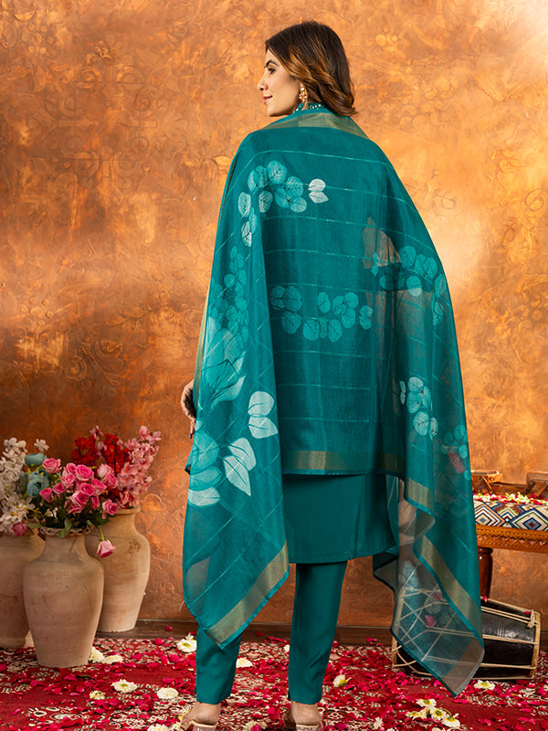 Rama Roman Silk Sequins With Hand Work Suit Set