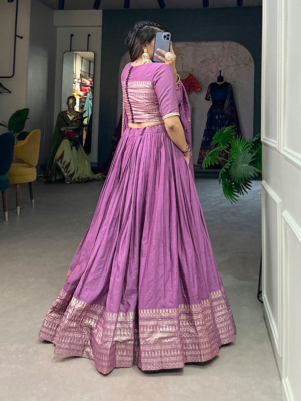 Purple Faux Chanderi Lehenga Choli With Dupatta