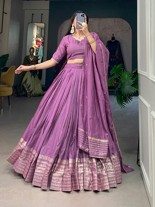 Purple Faux Chanderi Lehenga Choli With Dupatta