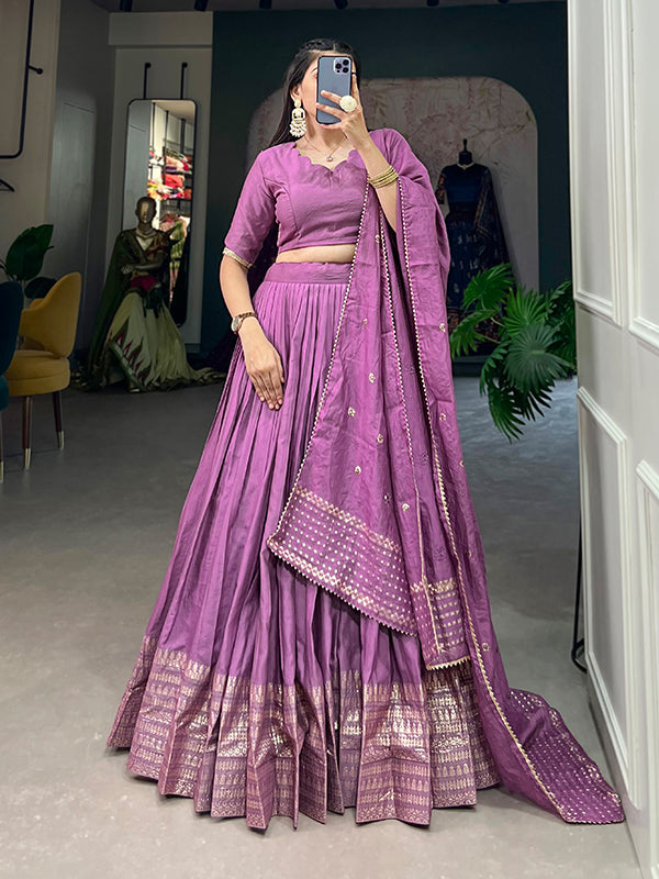 Purple Faux Chanderi Lehenga Choli With Dupatta