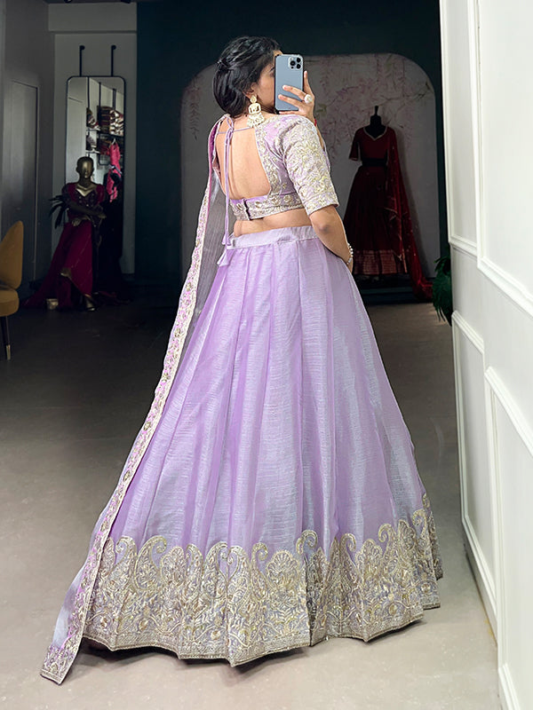 Lavender Burberry Silk With Embrpoidered Lehenga Choli With Dupatta