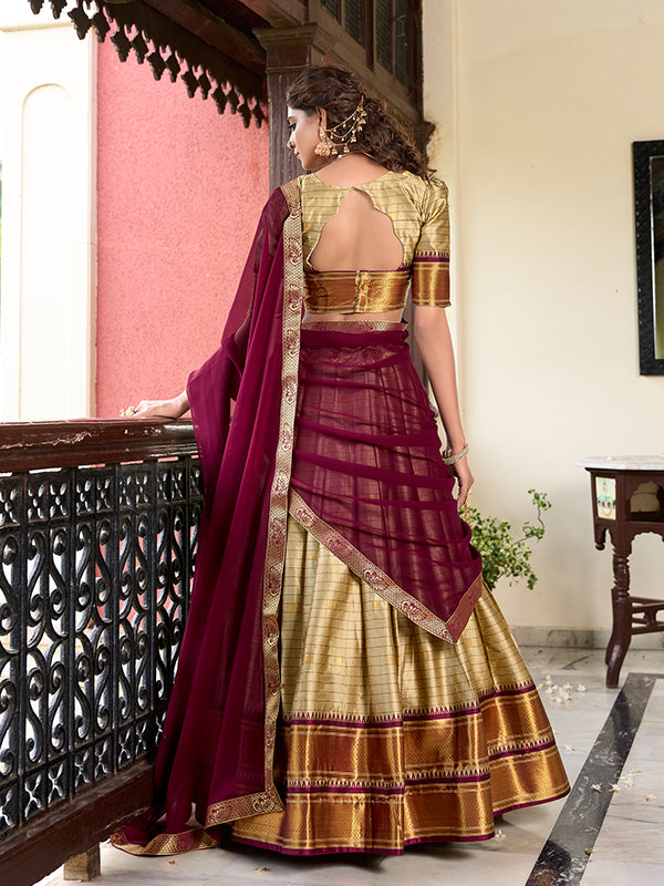 Chiku Paithani Artistry On Cotton Silk Lehenga Choli