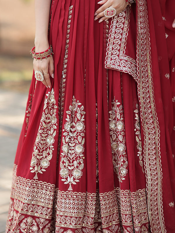 Maroon Georgette With Sequins Embroidered Sequins Lehenga Choli