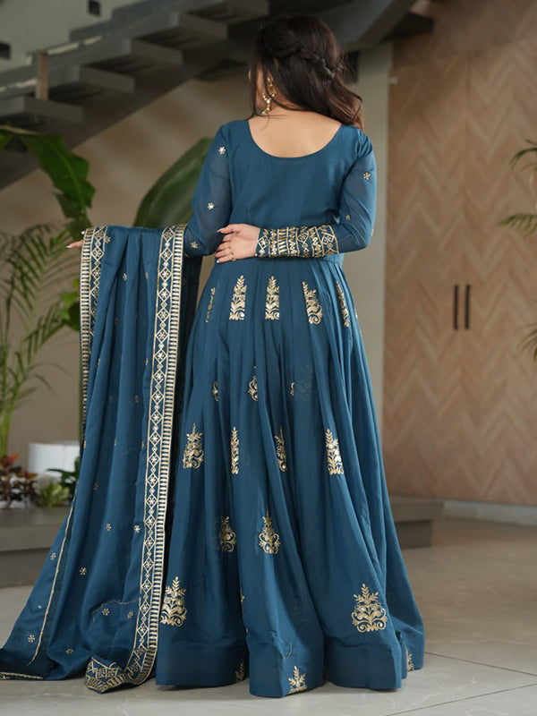 Rama Chinnon Sequins Embroidered Work Gown With Dupatta