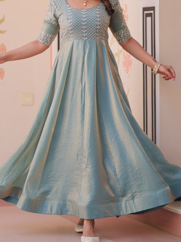 Sky Fendy Gown With Beads Embroidered Work