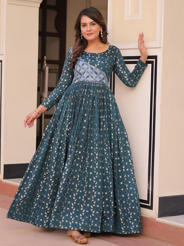 Rama Weaving Position Print Jacquard Gown