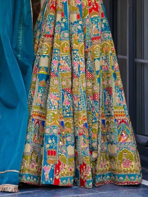 Multicolor Jimmy Organza Silk Gown With Georgette Dupatta