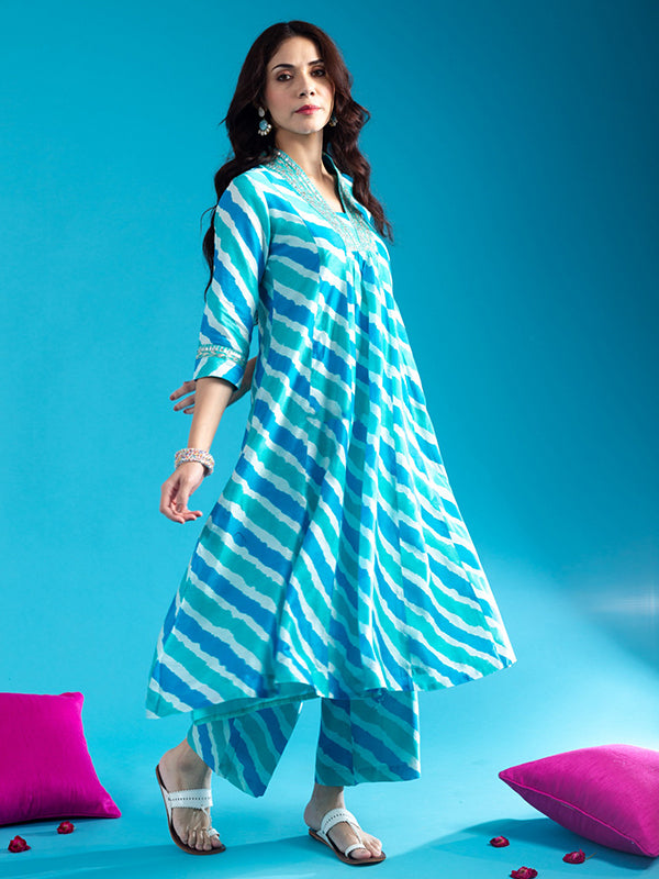 Laheriya Sky Cotton Printed Kurti With Pant