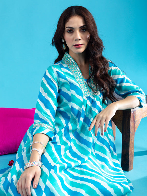 Laheriya Sky Cotton Printed Kurti With Pant