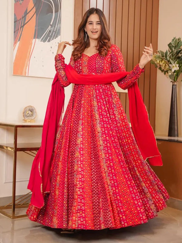 A cotton silk Anarkali gown with attached cotton slip and organza Dupa –  samantchauhan
